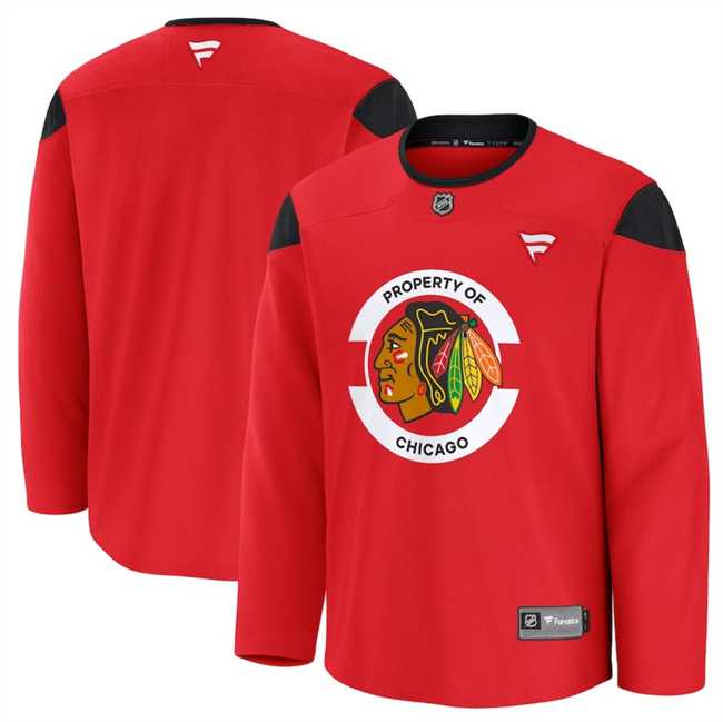 Men%27s Chicago Blackhawks Red 2024-25 Team Practice Stitched Hockey Jersey Dzhi